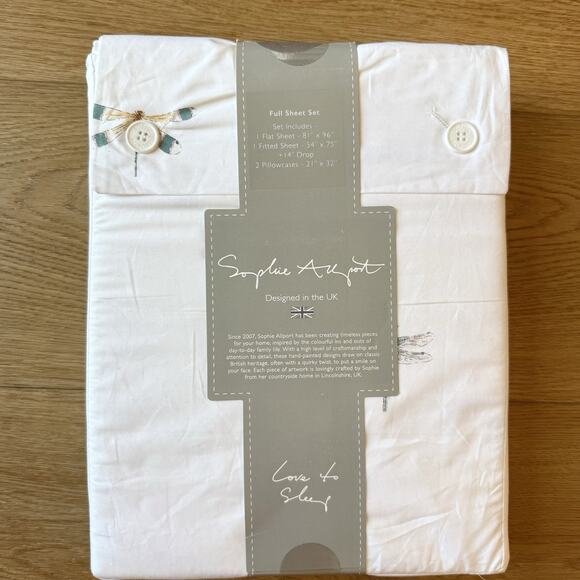 Sophie Allport London DRAGONFLY FULL Sheet Set 100% Cotton NIB New! - Picture 2 of 4